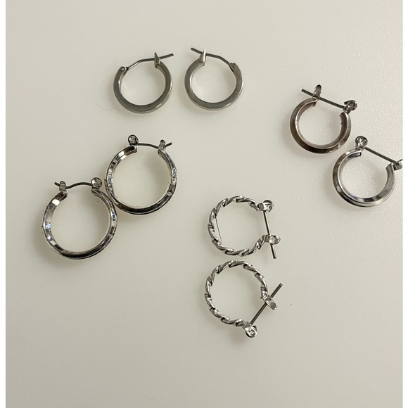 Set of 4 Silver Tone Earrings - Picture 2 of 12